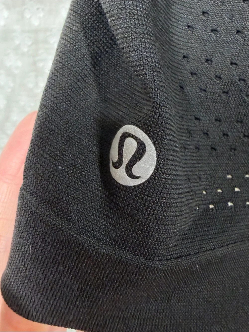 Lululemon Black Eyelet Breeze By Short Sleeve Tee